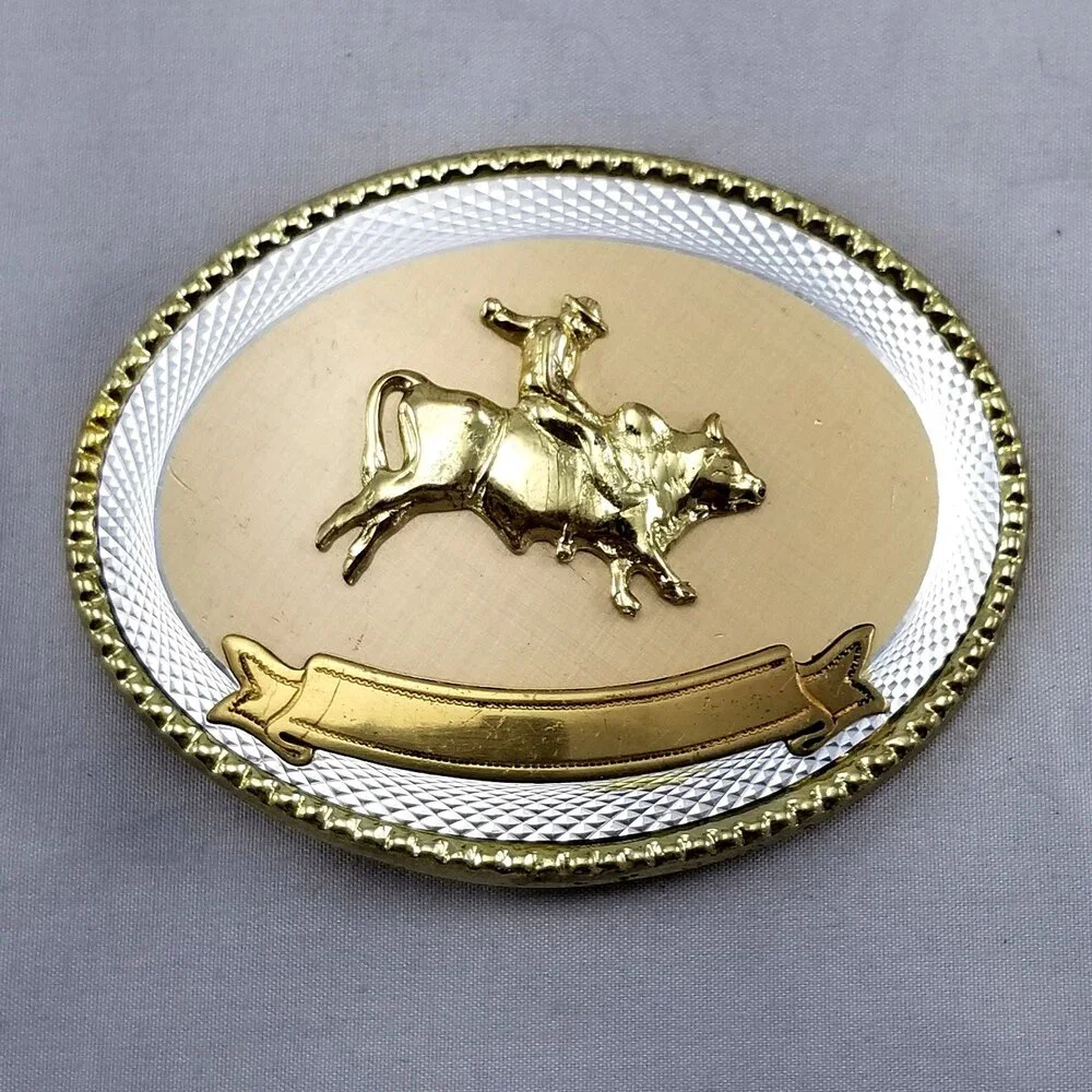 Belt Buckle Oval Bull Rider Rope Border Rodeo Western‎ Cowboy - Picture 3 of 8